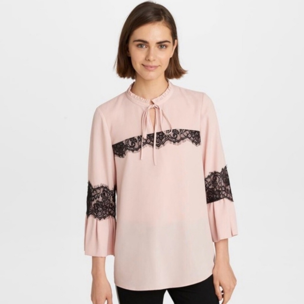 Karl Lagerfeld Paris blush pink lace blouse